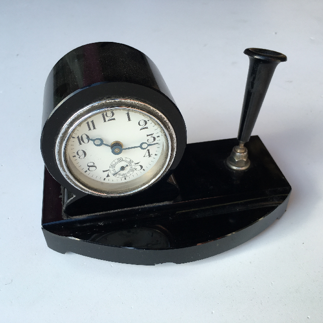 CLOCK, Desk Clock w Pen Holder